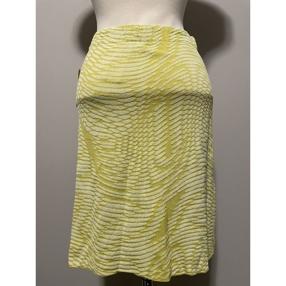 Aldo Martins Anthropologie Yellow and White Striped Knit Skirt, Size XXS, NWT!